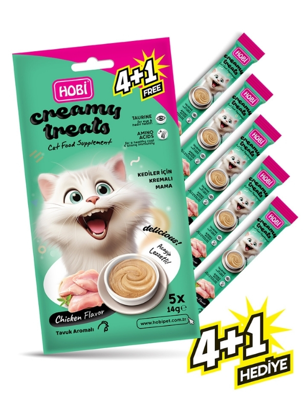 HOBİ KEDİ KREMA ÖDÜL MAMASI TAVUKLU 5x14 GR 5 Lİ*12